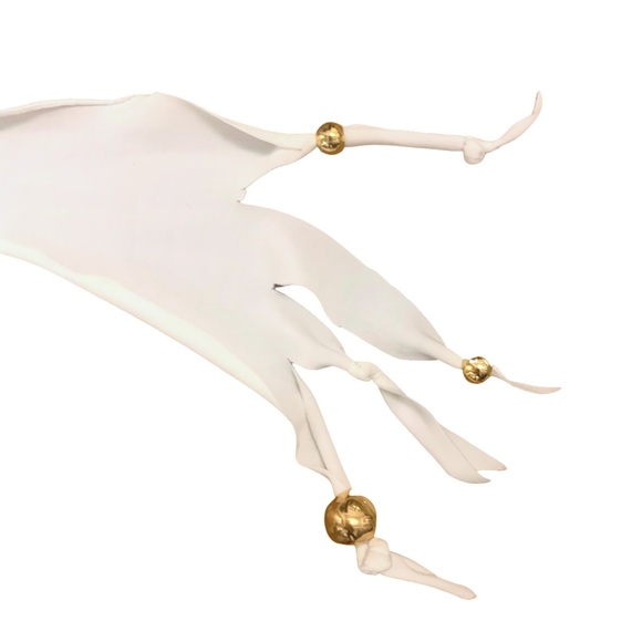 JULIEN MACDONALD of London white swim suit sarong. Fringes have golden beads NWT - Picture 5 of 6